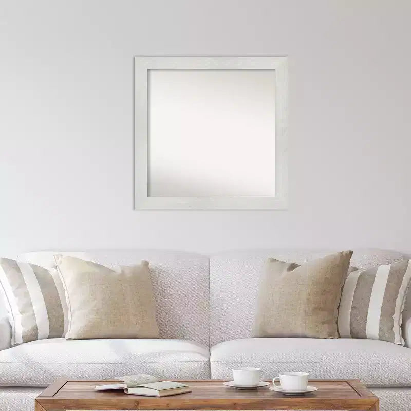 31" x 31" Non-Beveled Mosaic White Wall Mirror - Amanti Art