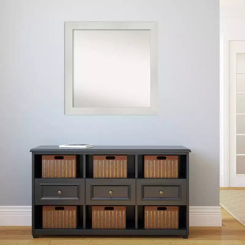 31" x 31" Non-Beveled Mosaic White Wall Mirror - Amanti Art