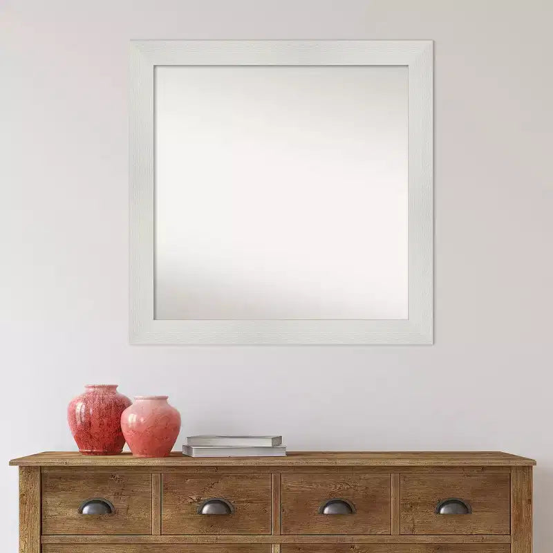 31" x 31" Non-Beveled Mosaic White Wall Mirror - Amanti Art