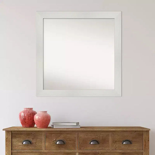 31" x 31" Non-Beveled Mosaic White Wall Mirror - Amanti Art