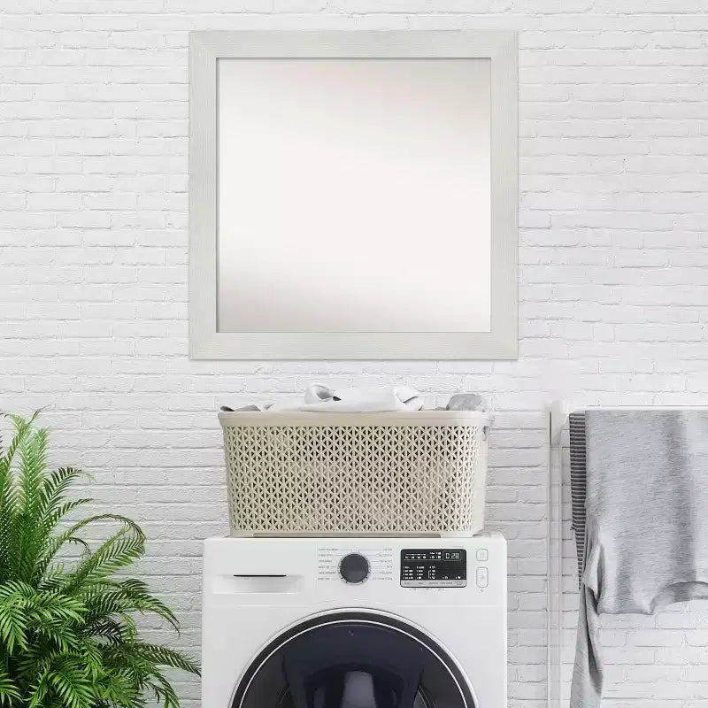 31" x 31" Non-Beveled Mosaic White Wall Mirror - Amanti Art