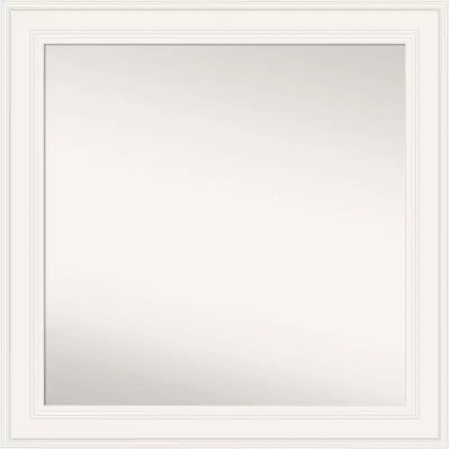 Amanti Art 32"x32" Non-Beveled Ridge White Wall Mirror : Modern Square Framed, Includes Mounting Hardware