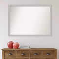 41" x 30" Non-Beveled Low Luster Silver Wood Wall Mirror - Amanti Art: Modern Rectangular, Includes Mount Hardware