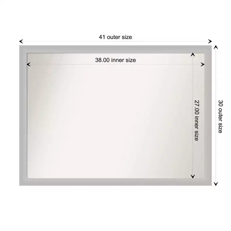 41" x 30" Non-Beveled Low Luster Silver Wood Wall Mirror - Amanti Art: Modern Rectangular, Includes Mount Hardware