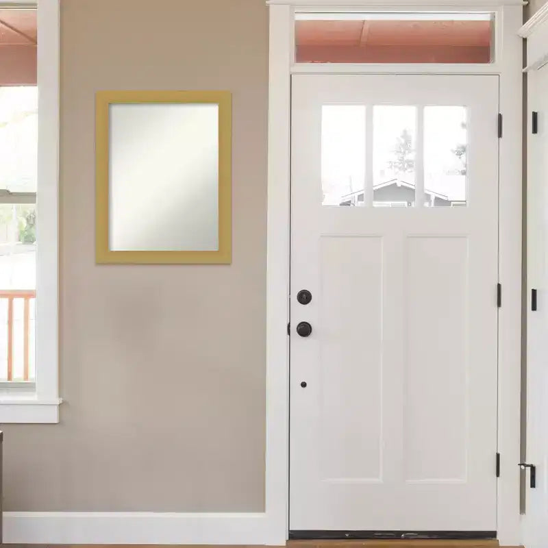 22" x 28" Non-Beveled Grace Brushed Gold Wall Mirror - Amanti Art: Rectangle, Polystyrene Frame, Includes Mounting Hardware