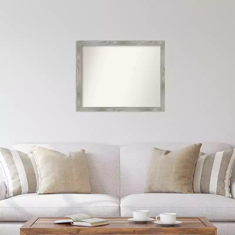 31" x 25" Non-Beveled Dove Gray Wash Square Wall Mirror - Amanti Art