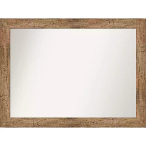 44" x 33" Non-Beveled Owl Brown Wood Wall Mirror - Amanti Art