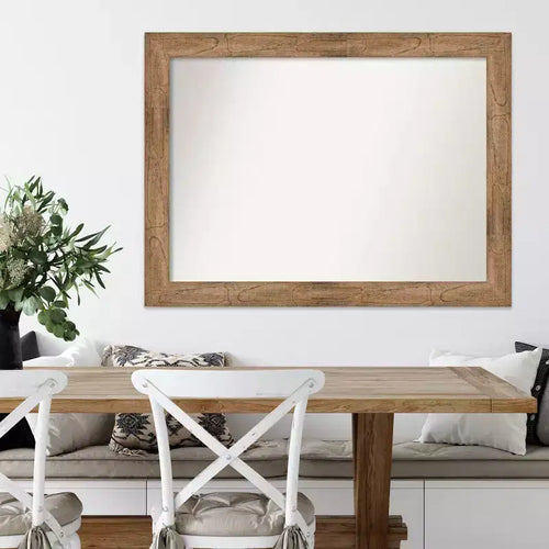 44" x 33" Non-Beveled Owl Brown Wood Wall Mirror - Amanti Art