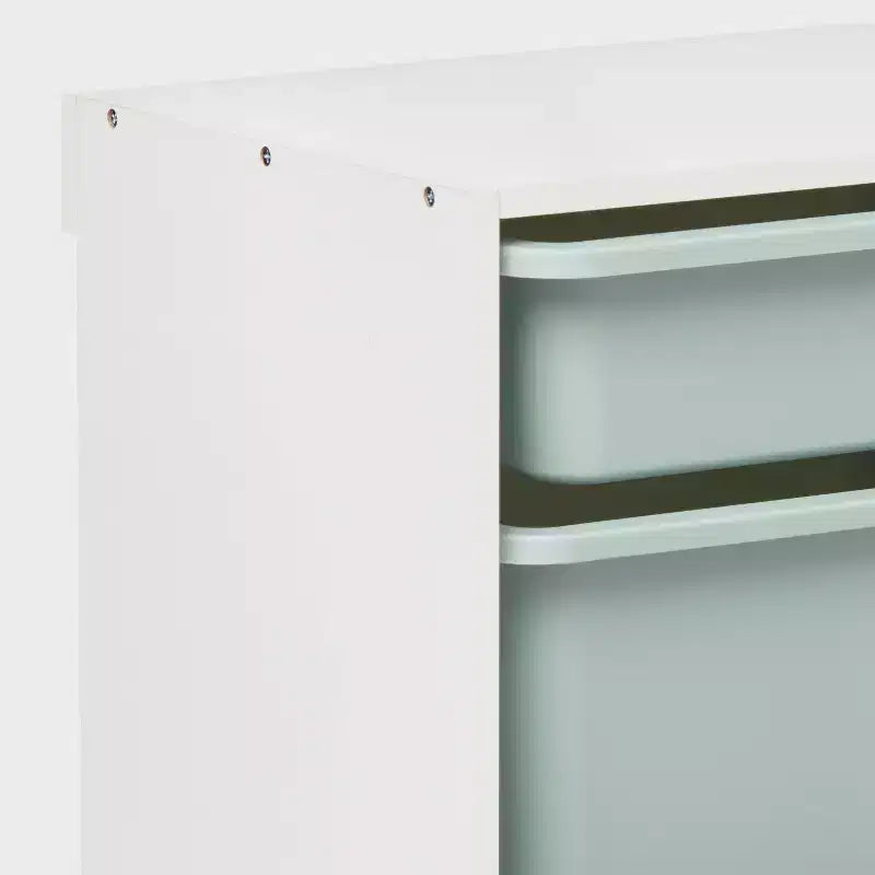 Multi-Bin Kids' Storage Smoke Green - Pillowfort™: Toy Storage Rack, 3 Shelves, 30% Recycled Plastic