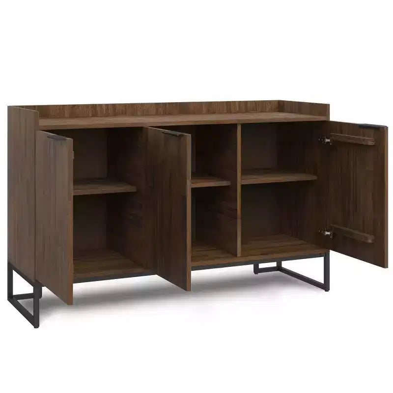 WyndenHall Bolton Sideboard Buffet Rustic Natural Aged Brown: Acacia Wood, 3-Door Storage Cabinet, Industrial Design