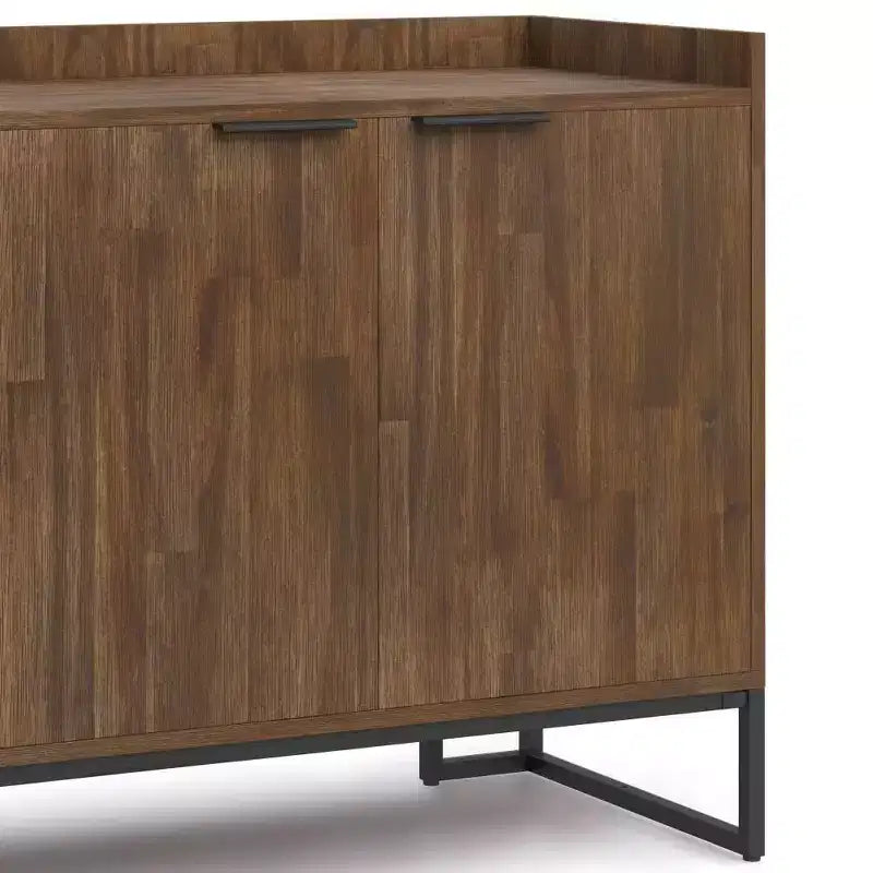 WyndenHall Bolton Sideboard Buffet Rustic Natural Aged Brown: Acacia Wood, 3-Door Storage Cabinet, Industrial Design
