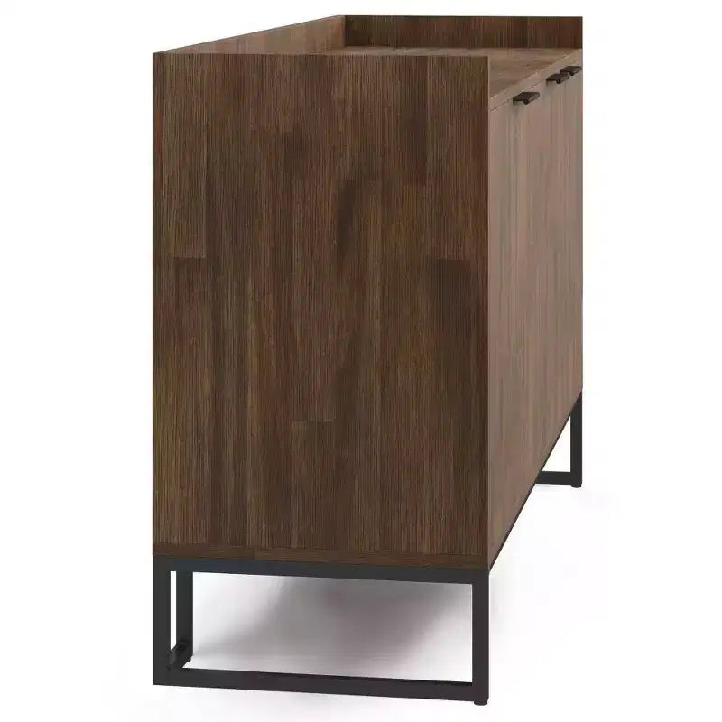 WyndenHall Bolton Sideboard Buffet Rustic Natural Aged Brown: Acacia Wood, 3-Door Storage Cabinet, Industrial Design