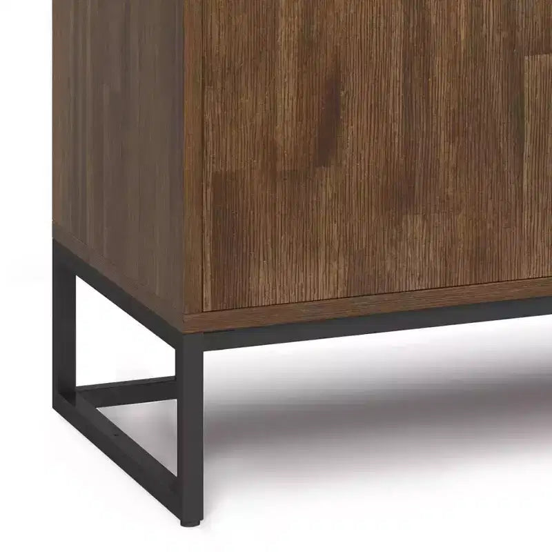 WyndenHall Bolton Sideboard Buffet Rustic Natural Aged Brown: Acacia Wood, 3-Door Storage Cabinet, Industrial Design