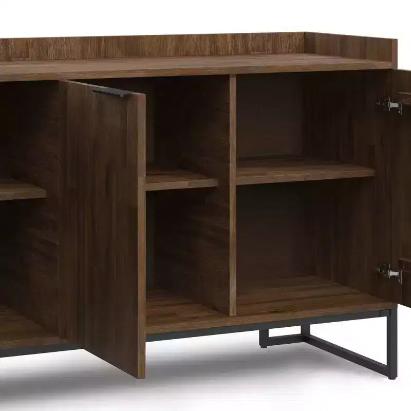 WyndenHall Bolton Sideboard Buffet Rustic Natural Aged Brown: Acacia Wood, 3-Door Storage Cabinet, Industrial Design