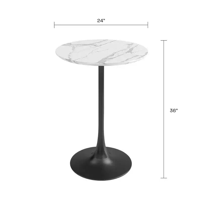 Kurv Counter Dining Table White Faux Marble/Black - Jamesdar
