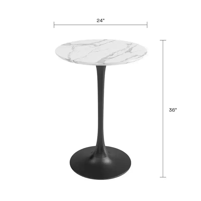 Kurv Counter Dining Table White Faux Marble/Black - Jamesdar