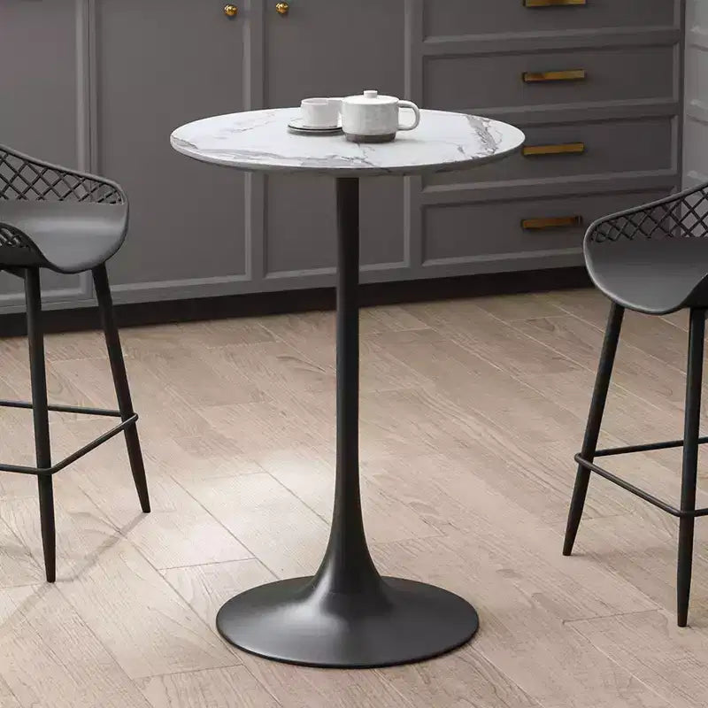 Kurv Counter Dining Table White Faux Marble/Black - Jamesdar