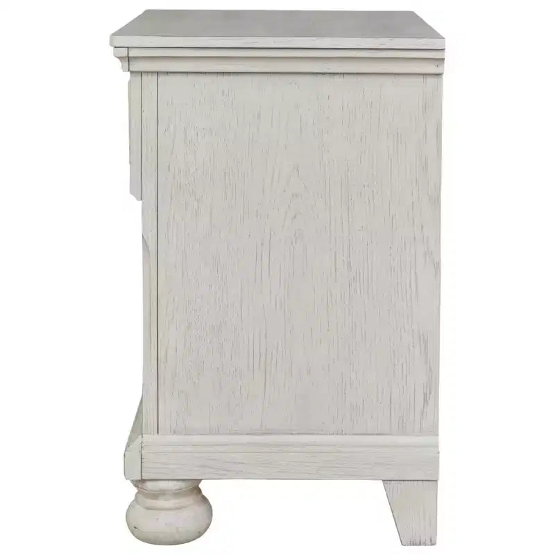 Signature Design by Ashley Robbinsdale 1 Drawer Nightstand White: Vintage Style Bedroom Side Table with Storage & Cable Management
