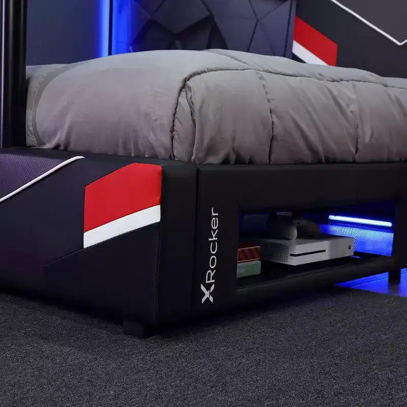Twin Orion Esports Gaming Bed Frame with TV Mount For TVs up to 32" Black/Red - X Rocker