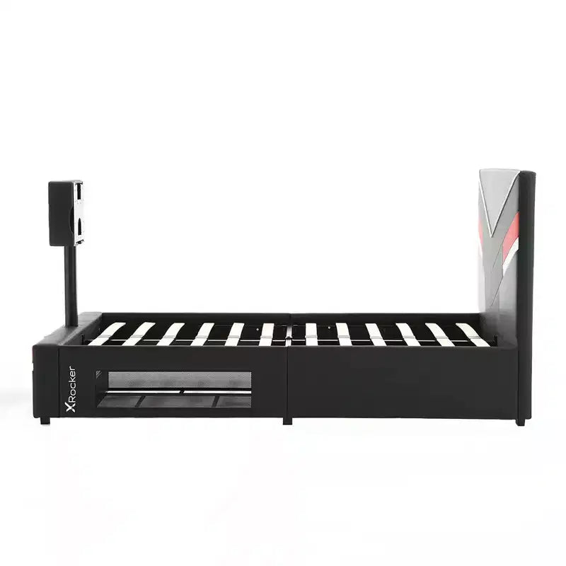 Twin Orion Esports Gaming Bed Frame with TV Mount For TVs up to 32" Black/Red - X Rocker