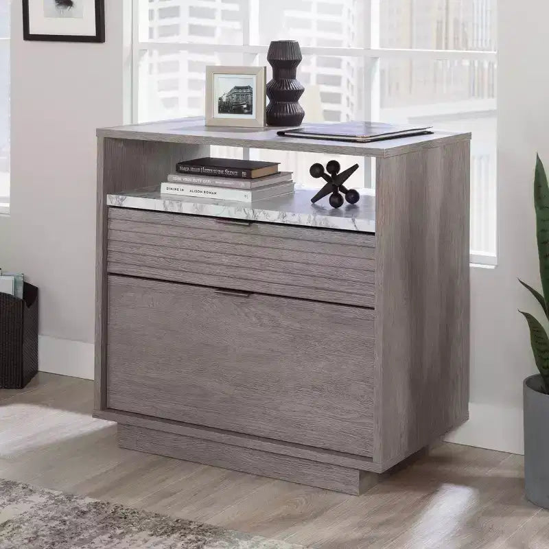 East Rock 2Drawer File Cabinet Ashen Oak - Sauder: MDF Frame, Paper Laminate Surface, CPSIA Certified