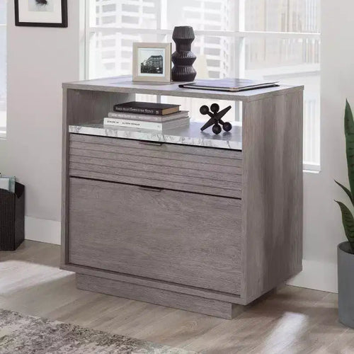 East Rock 2Drawer File Cabinet Ashen Oak - Sauder: MDF Frame, Paper Laminate Surface, CPSIA Certified