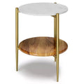 Fleetwood Round Marble and Wood Side Table White/Natural - WyndenHall