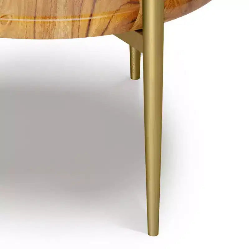 Fleetwood Round Marble and Wood Side Table White/Natural - WyndenHall