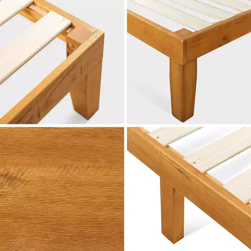Twin Alexia Standard Wood Platform Bed Frame with Headboard Natural - Zinus