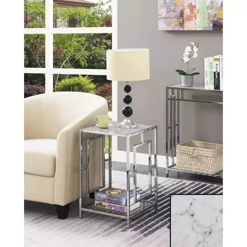 Town Square Chrome End Table with Shelf - Breighton Home