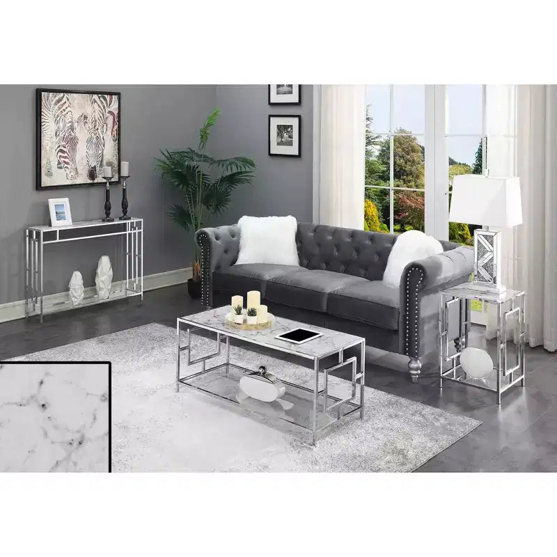Town Square Chrome End Table with Shelf - Breighton Home