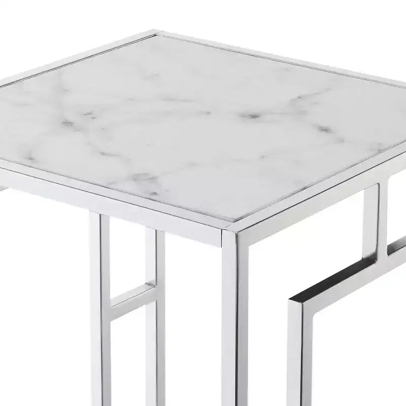 Town Square Chrome End Table with Shelf - Breighton Home