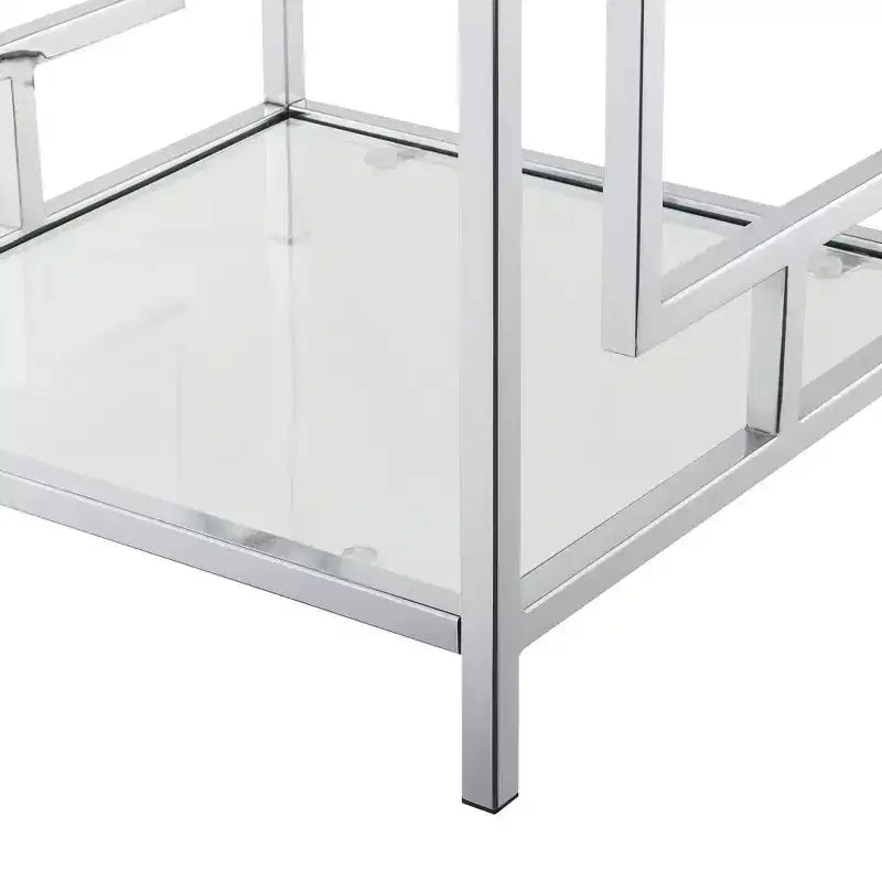 Town Square Chrome End Table with Shelf - Breighton Home