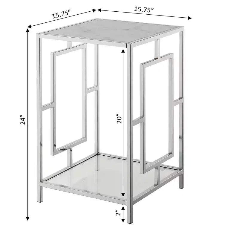 Town Square Chrome End Table with Shelf - Breighton Home