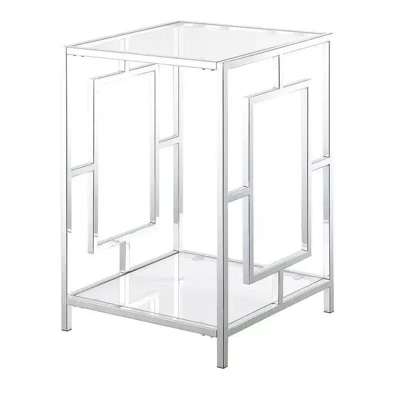 Town Square Chrome End Table with Shelf - Breighton Home