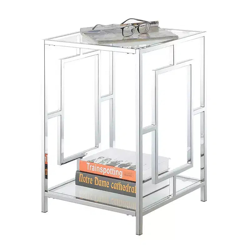 Town Square Chrome End Table with Shelf - Breighton Home