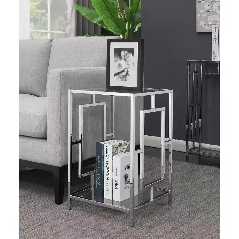 Town Square Chrome End Table with Shelf - Breighton Home