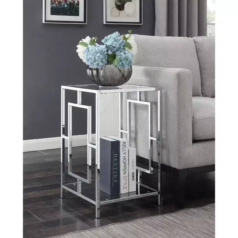 Town Square Chrome End Table with Shelf - Breighton Home