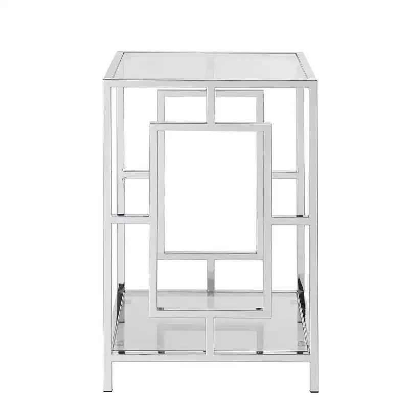 Town Square Chrome End Table with Shelf - Breighton Home