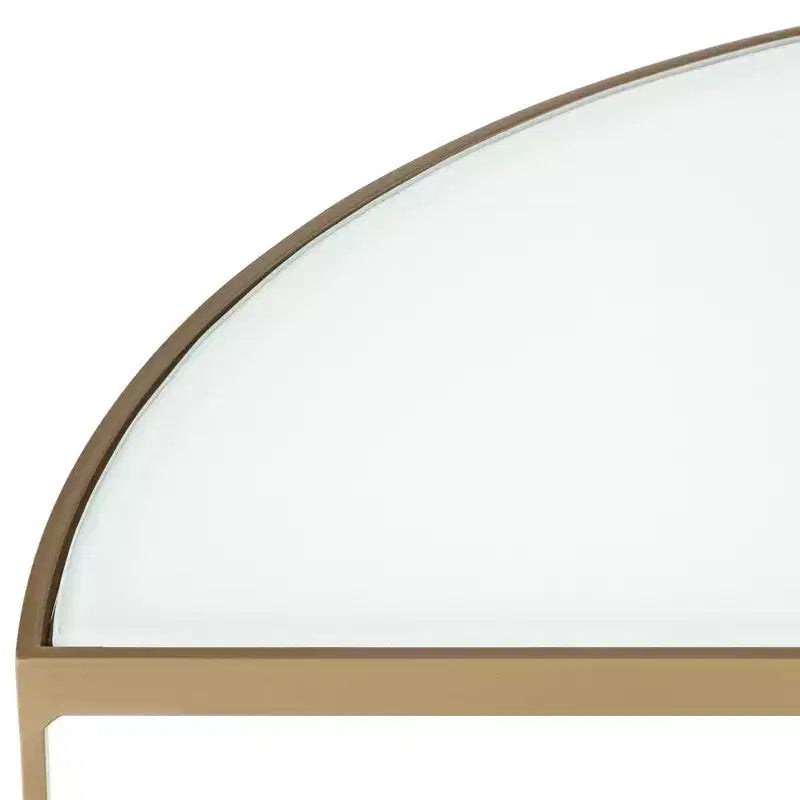 Kensington Hill Danica Modern Metal Accent Side End Table 25 x 22 1/4 Gold 2-Tier Half-Moon White Tempered Glass for Living Room Bedroom Bedside