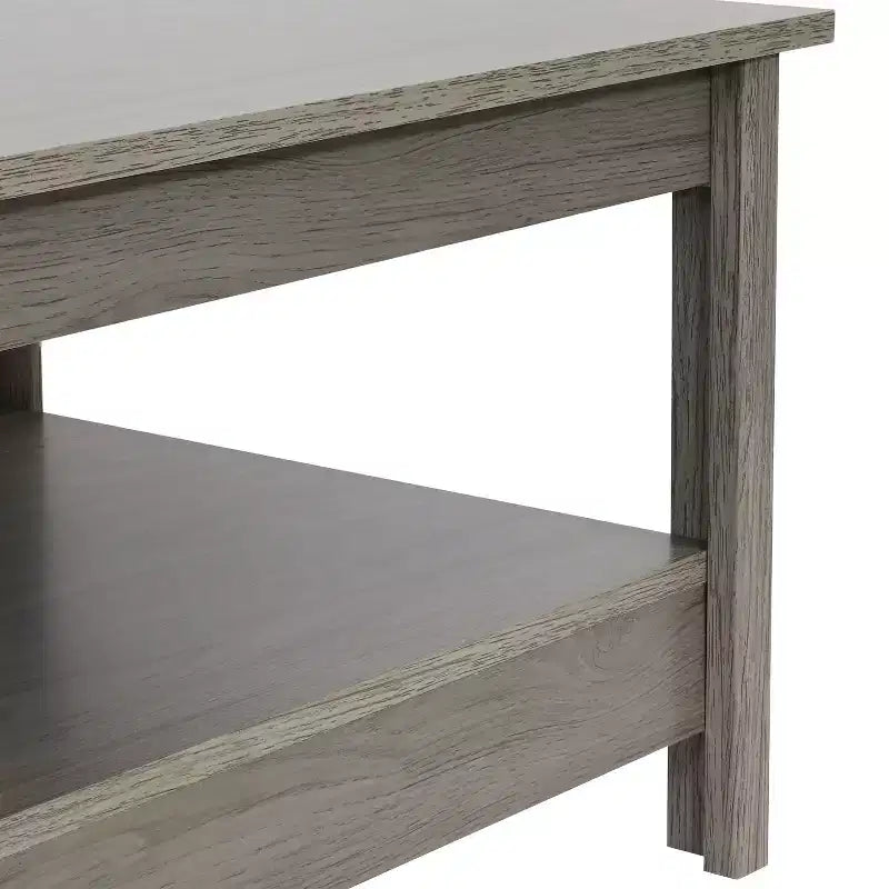 Sunnydaze MDF Indoor Coffee Table with Lower Shelf - 16 H - Thunder Gray