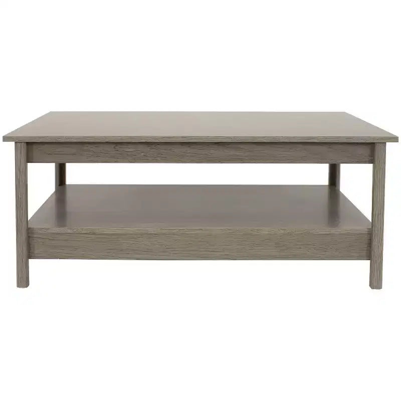 Sunnydaze MDF Indoor Coffee Table with Lower Shelf - 16 H - Thunder Gray