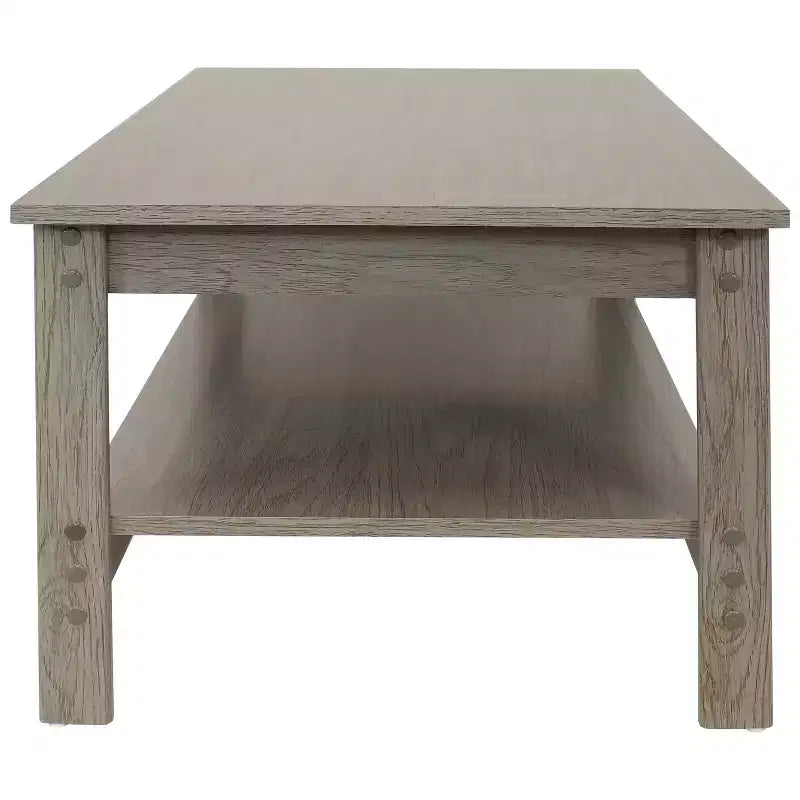 Sunnydaze MDF Indoor Coffee Table with Lower Shelf - 16 H - Thunder Gray