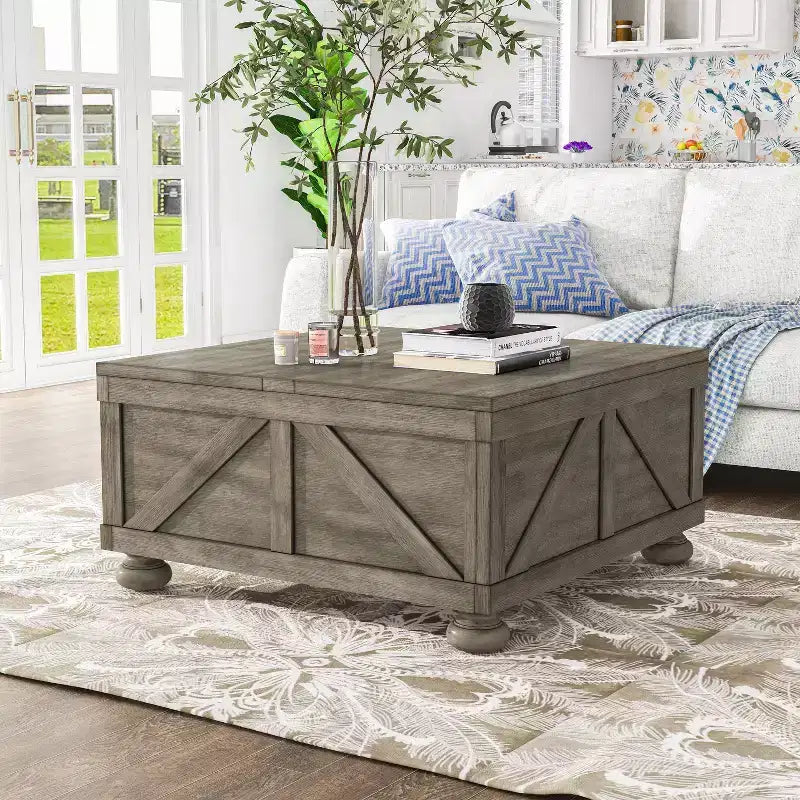 Pershins Farmhouse Square Coffee Table with Storage - HOMES: Inside + Out