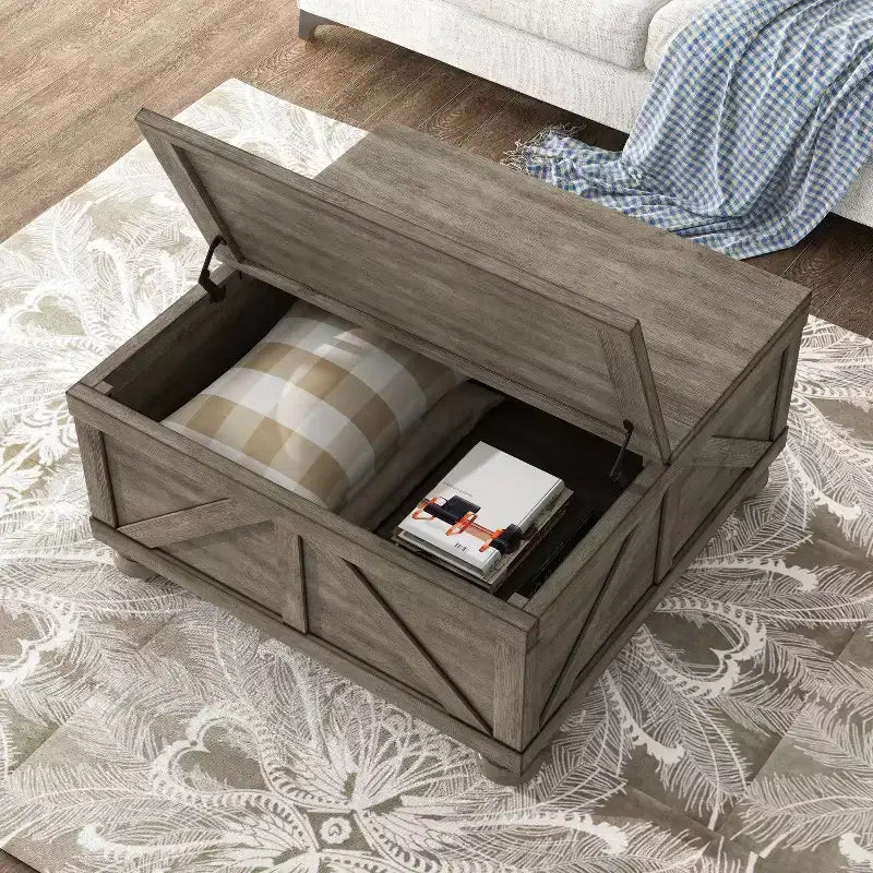 Pershins Farmhouse Square Coffee Table with Storage - HOMES: Inside + Out