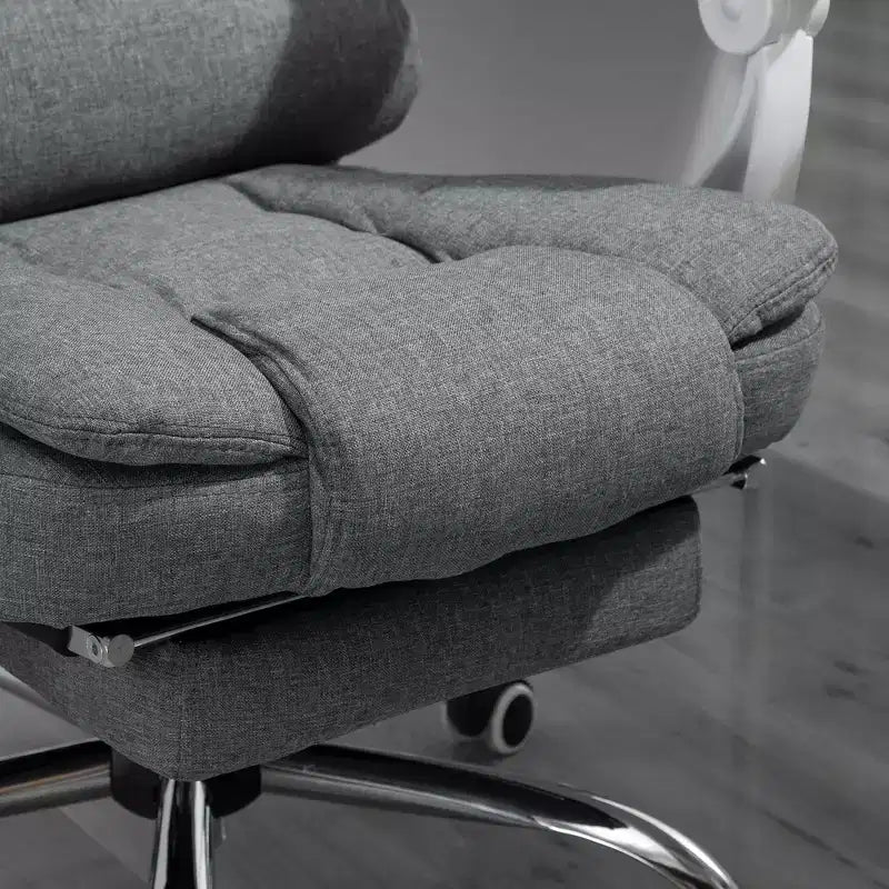 Vinsetto High-Back Executive Office Chair with Footrest, Linen-Fabric Computer Chair with Padded Armrests, Gray