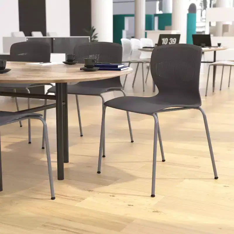 Flash Furniture HERCULES Series Commercial Grade 770 lb. Capacity Ergonomic Stack Chair with Lumbar Support and Steel Frame
