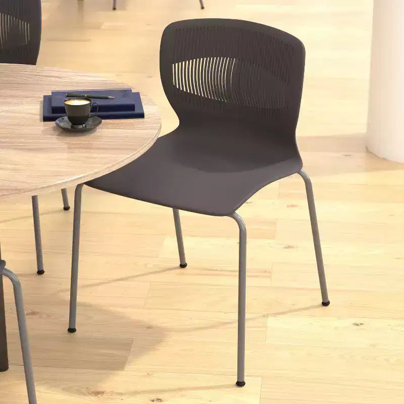 Flash Furniture HERCULES Series Commercial Grade 770 lb. Capacity Ergonomic Stack Chair with Lumbar Support and Steel Frame