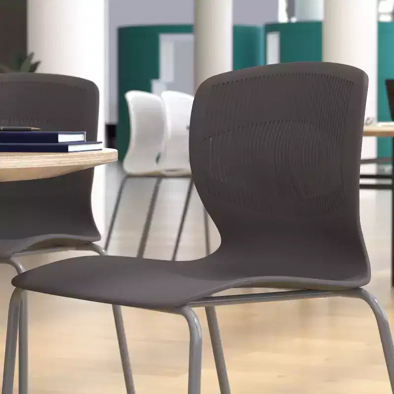 Flash Furniture HERCULES Series Commercial Grade 770 lb. Capacity Ergonomic Stack Chair with Lumbar Support and Steel Frame