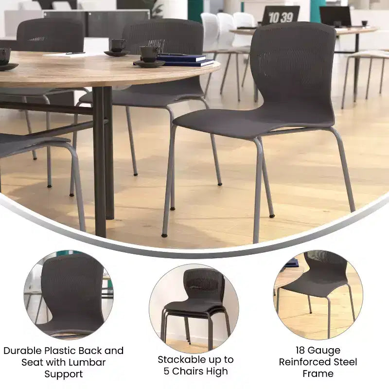 Flash Furniture HERCULES Series Commercial Grade 770 lb. Capacity Ergonomic Stack Chair with Lumbar Support and Steel Frame
